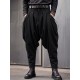 Men's Techwear Side Drawstring Ruched Low Drop Crotch Tapered Cuff Ankle Length Harem Trousers