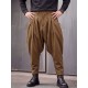 Men's Techwear Side Drawstring Ruched Low Drop Crotch Tapered Cuff Ankle Length Harem Trousers