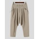 Men's Techwear Side Drawstring Ruched Low Drop Crotch Tapered Cuff Ankle Length Harem Trousers