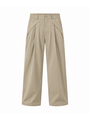 Men's Plain Cross Pleated Pants