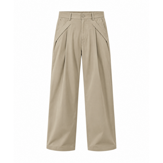 Men's Plain Cross Pleated Pants