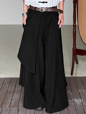 Men's Irregular Layered Design Wide Leg Pants