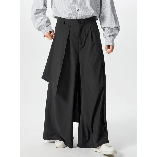 Men's Irregular Layered Design Wide Leg Pants