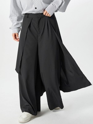 Men's Irregular Layered Design Wide Leg Pants