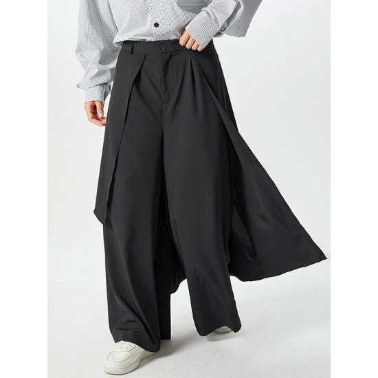 Men's Irregular Layered Design Wide Leg Pants