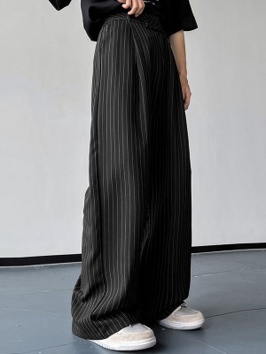 Men's Vertical Striped Pleated Casual Pants
