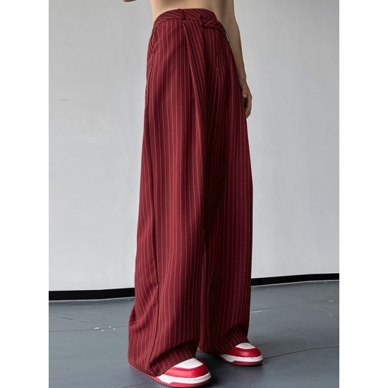 Men's Vertical Striped Pleated Casual Pants