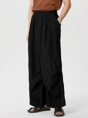 Men's Solid Corduroy Casual Wide Leg Pants