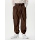 Men's Solid Elastic Cuff Cargo Pants With Belt