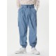 Men's Solid Elastic Cuff Cargo Pants With Belt