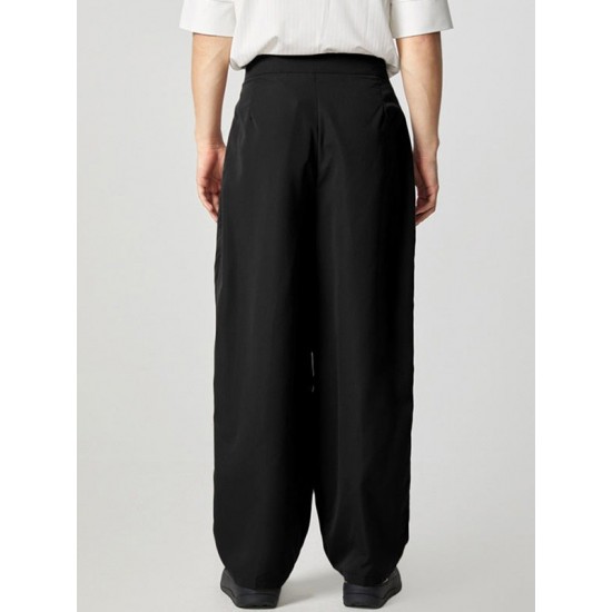 Men's Solid Color Pleated Casual Pants