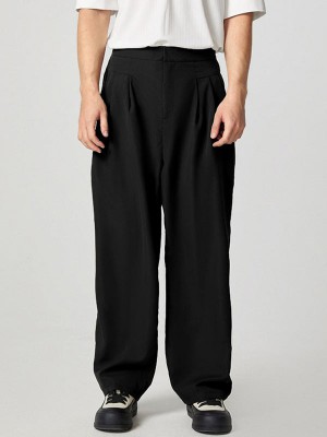 Men's Solid Color Pleated Casual Pants