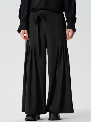 Men's Solid Pleated High Waist Casual Pants