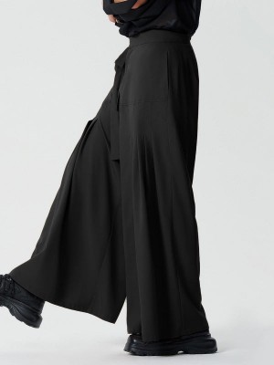 Men's Solid Pleated High Waist Casual Pants