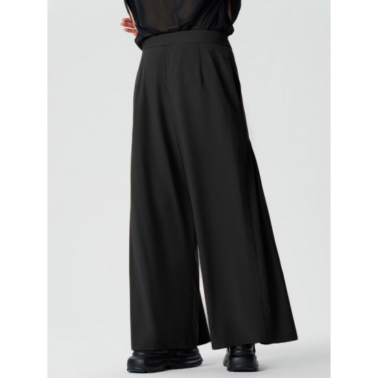 Men's Solid Pleated High Waist Casual Pants