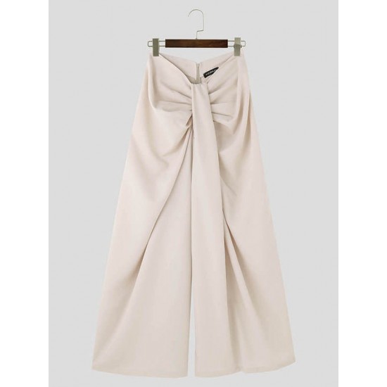Men's Deconstructed Knotted Design Solid Color Trousers