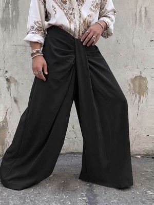 Men's Deconstructed Knotted Design Solid Color Trousers