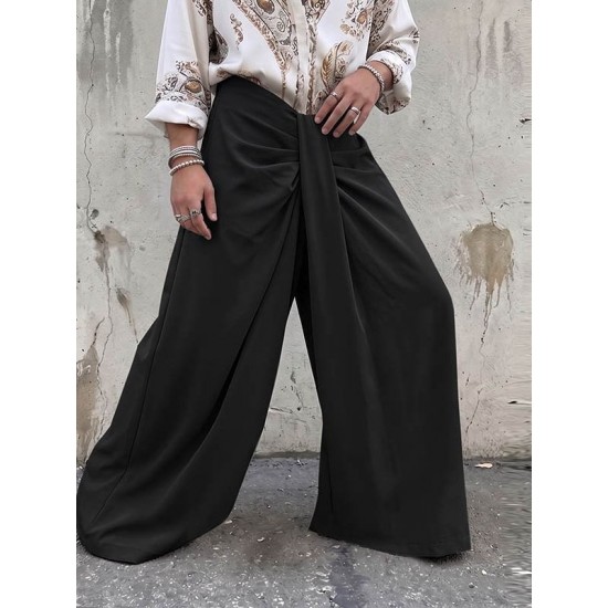 Men's Deconstructed Knotted Design Solid Color Trousers