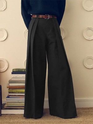 Men's Solid Color Loose Fit High Waist Trousers