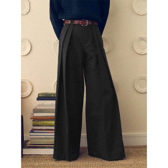 Men's Solid Color Loose Fit High Waist Trousers