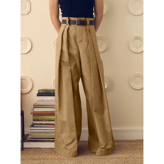 Men's Solid Color Loose Fit High Waist Trousers