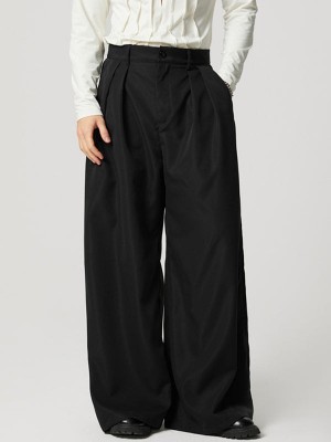 Men's Solid Color Loose Fit High Waist Trousers
