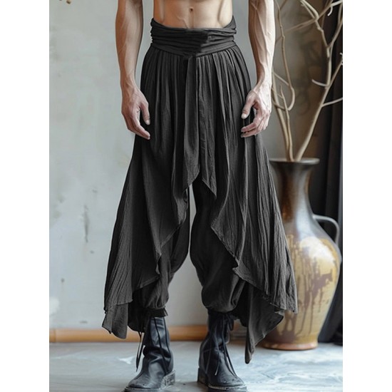 Men's Deconstructed Solid Color Layered Trousers