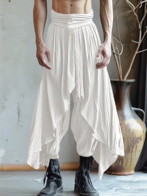 Men's Deconstructed Solid Color Layered Trousers