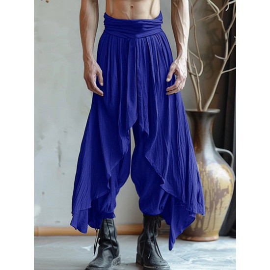 Men's Deconstructed Solid Color Layered Trousers