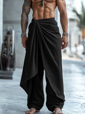 Men's Ruched Layered Design Casual Trousers
