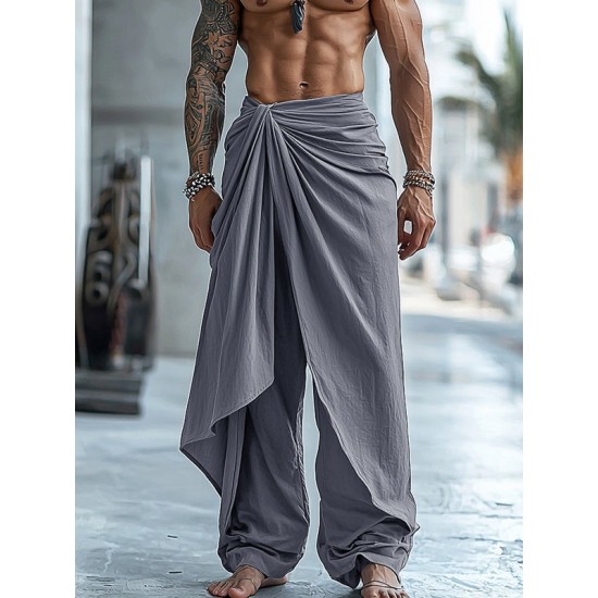 Men's Ruched Layered Design Casual Trousers