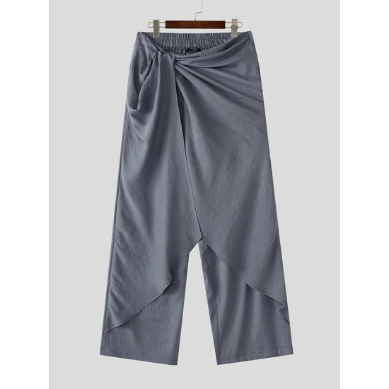 Men's Ruched Layered Design Casual Trousers