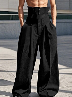 Men's Solid Color Loose Wide-Leg Trousers
