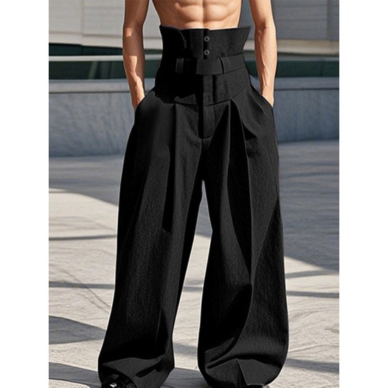 Men's Solid Color Loose Wide-Leg Trousers