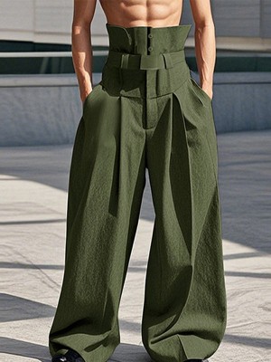 Men's Solid Color Loose Wide-Leg Trousers