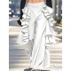 Men's Solid Color Ruffled Double-Layer Trousers