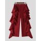 Men's Solid Color Ruffled Double-Layer Trousers