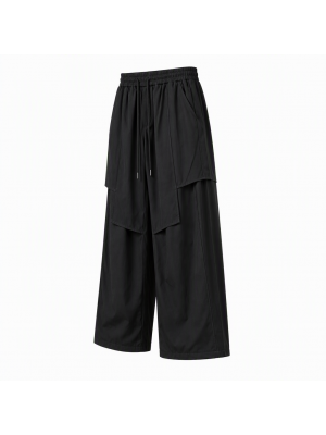 Men's Solid Color Layered Wide-Leg Long Trousers