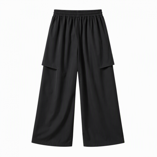 Men's Solid Color Layered Wide-Leg Long Trousers