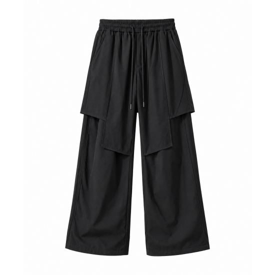 Men's Solid Color Layered Wide-Leg Long Trousers