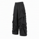 Men's Solid Color Asymmetrical Textured Ruched Trousers