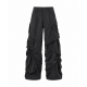 Men's Solid Color Asymmetrical Textured Ruched Trousers
