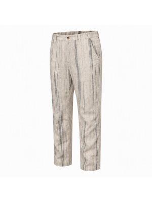 Men's Solid Color Irregular Striped Trousers