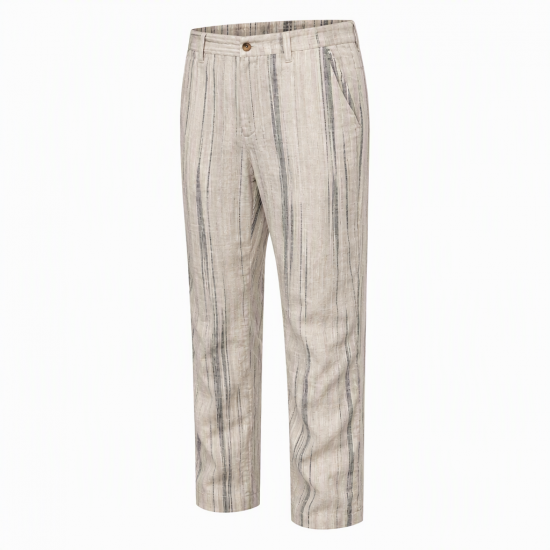 Men's Solid Color Irregular Striped Trousers