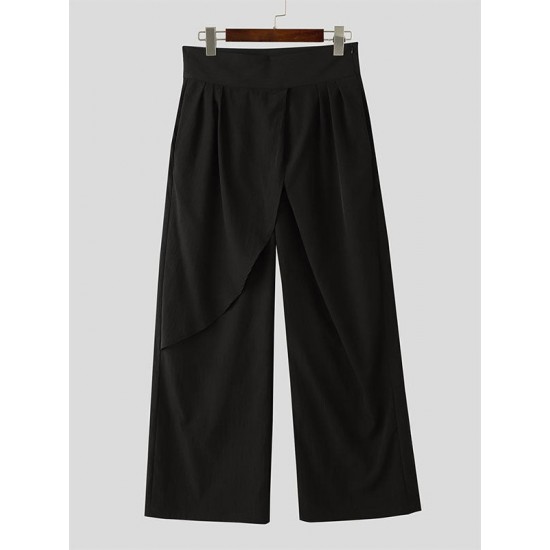 Men's Solid Color High-Waisted Casual Trousers