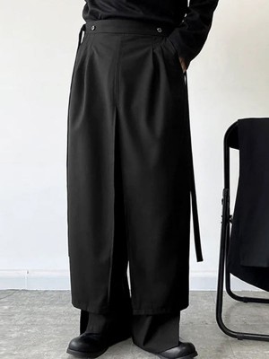 Men's Faux Two-Piece Design Loose-Fit Trousers