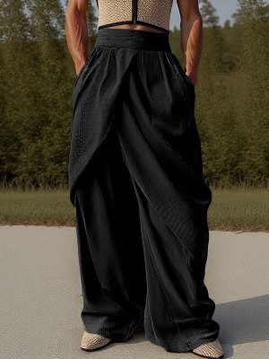 Men's Solid Color Asymmetric Ruched Trousers