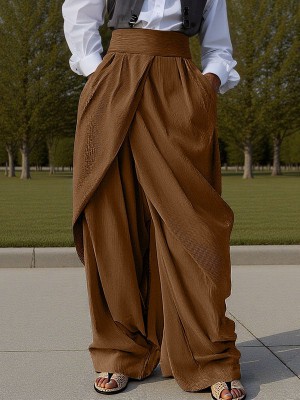 Men's Solid Color Asymmetric Ruched Trousers