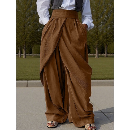 Men's Solid Color Asymmetric Ruched Trousers