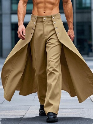 Men's Faux Two-Piece Layered Casual Trousers